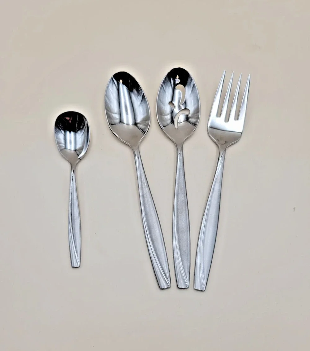 Set of 4 Oneida Camlynn Stainless Steel Serving Set Spoon Pierced Meat Fork